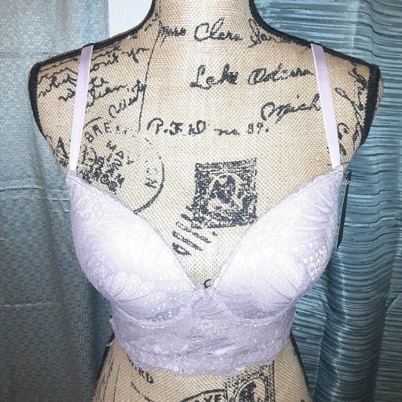 Youmita Mauve Ash 36C Floral Overlay longline bra NWT - Picture 5 of 9